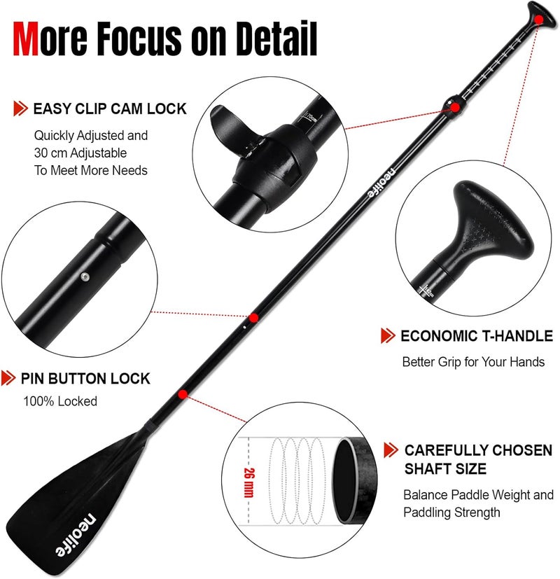 WONITAGO SUP Paddles for Kid with Aluminum Shaft and PP Blade, Floating Stand Up Paddle Board Paddle for Youth and Junior, Adjustable 140-170 cm/55-67 Inches - Image 3